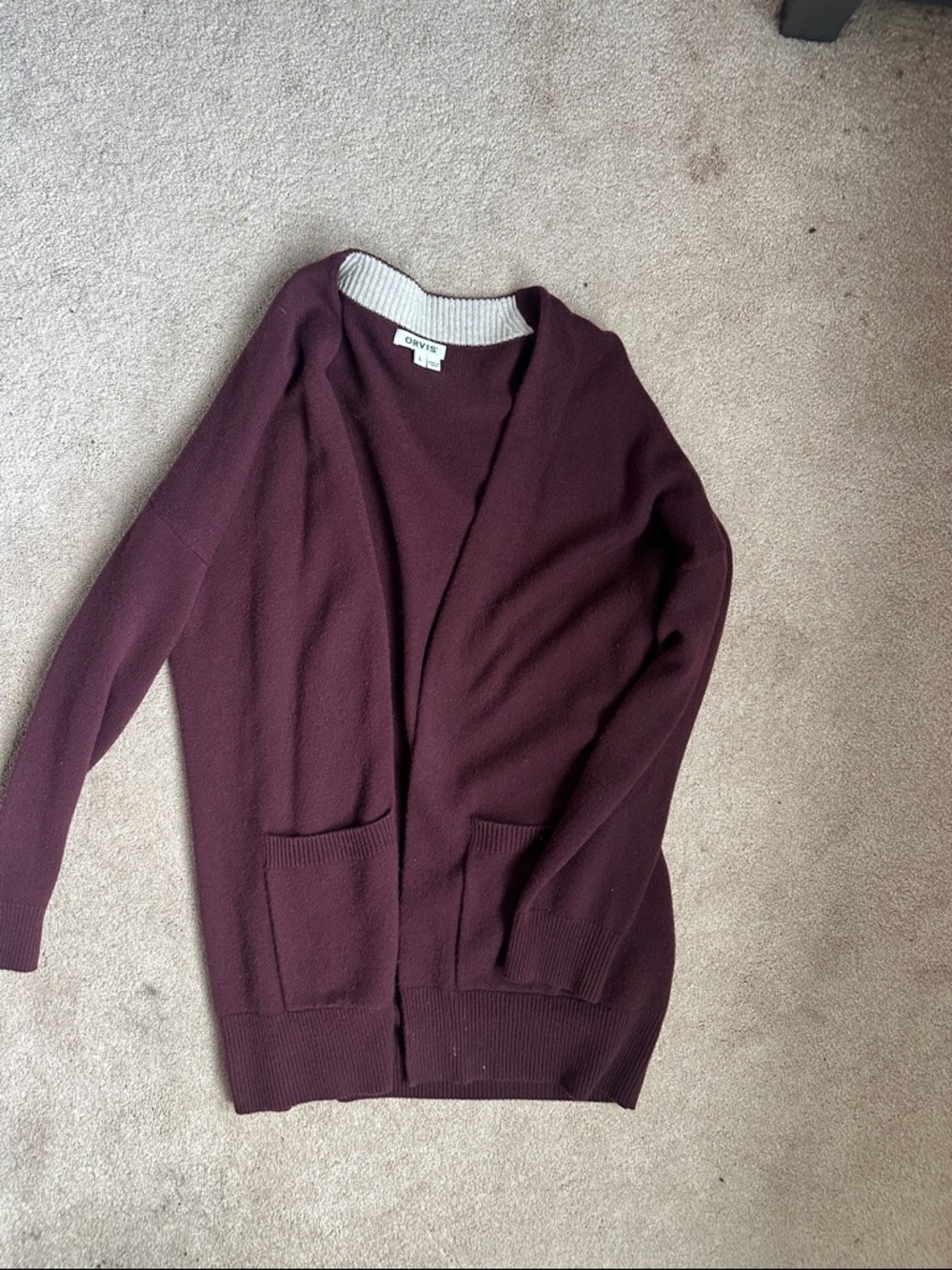 Orvis Open-Front Cardigan Sweater - Burgundy